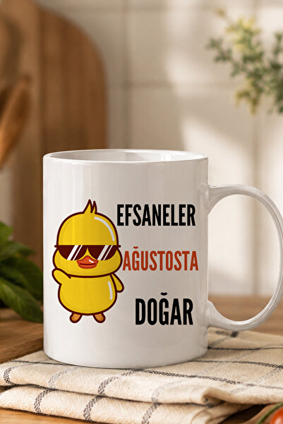 qoeuyl boutique Legends Are Born in August Chick Printed Birthday Gift Mug fo...