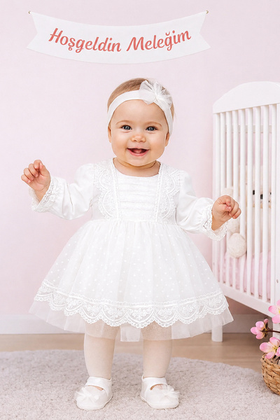 Sitilin Baby Girl Mevlüt Dress Wedding Dress French Lace Mevlit Set Baby Mevl...