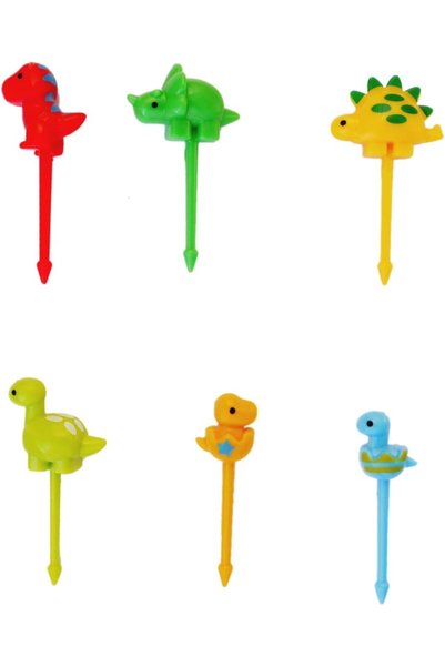 Beni World Beni Dinosaur Fruit Picks 6 Pcs Food Bento For Kids Lunch Box Accessories Animal Pastry Tooth Pick Cutlery Fork Mini Forks Decor Flatware Party Supplies