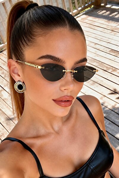 Zzla Elsimo Uv400 Protected Cat Eye Cut Glass Black Women's Sunglasses