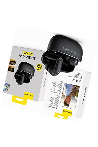 Blavec Căști traducătoare negre TWS BW-08 cu traducere AI pentru Realme 10