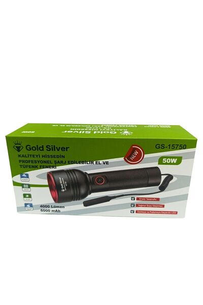GoldSilver Gold Silver GS-15750 Profesyonel Şarjlı El Feneri – Yüksek Lümen, ...