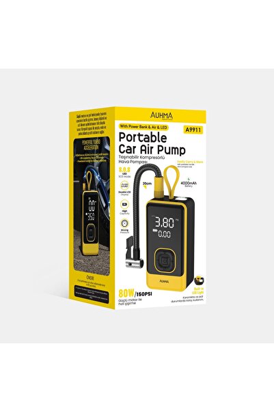 auhma Hava Pompası 4000mAh Bataryalı, 80WV 150PS| Basınçlı Dijital Göstergeli...
