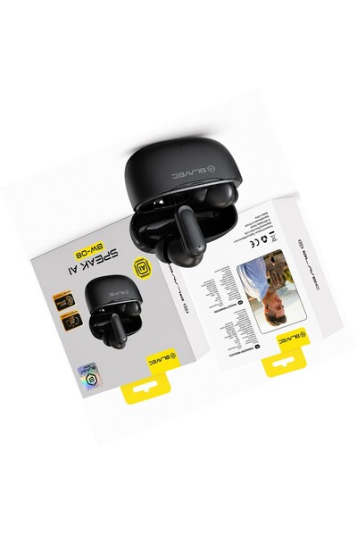 Blavec Căști traducătoare negre TWS BW-08 cu AI pentru Motorola Moto G35 5G