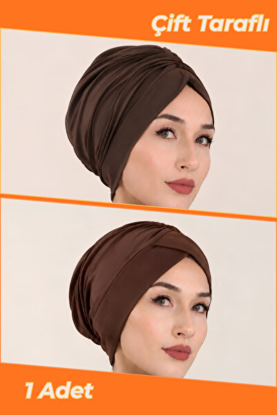 Jusmart قبعة حجاب ساندي بنية اللون قابلة للاستخدام من الجانبين |   قبعة سباحة...