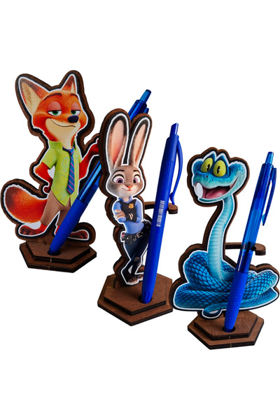 OEM Set 3 Figurine Zootopia Judy Nick Gary Zootropolis, lemn