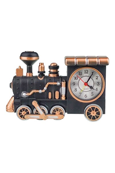 velve Ceas de Masa Decorativ cu aspect vintage de Locomotiva, Negru, 22x15 cm