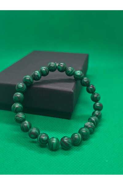 sarıyer silver Malachite Natural Stone Elastic, Suitable for All Wrist Sizes,...
