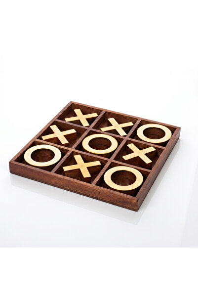 Palma homez Decorative X-O Game Indian Mango Wood Brown and Copper Gold 30X30...