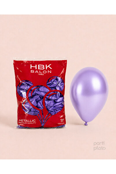 HBK Balon بالونات HBK ميتاليك باللون البنفسجي الفاتح مقاس 11 بوصة 100 قطعة، ب...