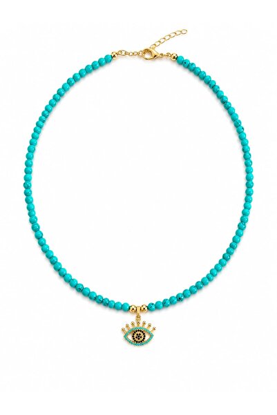 LEROSY CO. Turquoise Beaded Stone Eye Charm Necklace