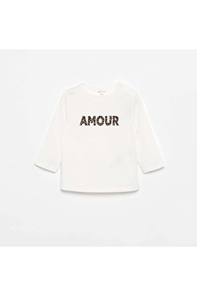 KIABI Printed Long-Sleeve T-shirt WHITE