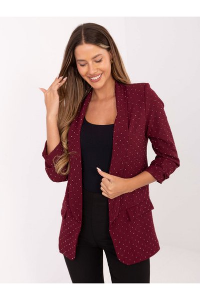 Italy Moda Women's Jacket, ITALY MODA, Viscose, 3/4 Sleeve, Bordeaux, model I...