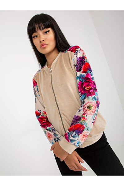 rue parıs Hanorac Dama Maneca lunga, Floral, RUE PARIS, Bej Casual Model RV-B...