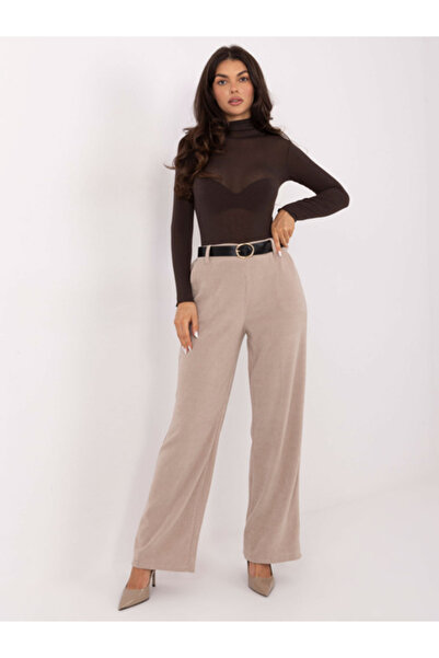 Italy Moda Ladies Pants, ITALY MODA, Polyester, Texture, Beige, model IT-SP-F...