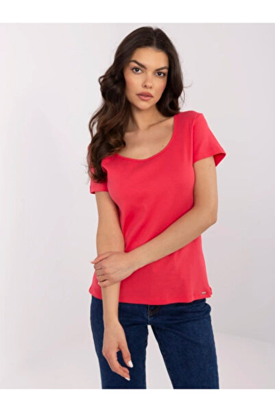 Relevance Women 't-shirt shirt, RELEVANCE, Cotton, Short Sleeve, Coral, model...