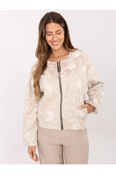 rue parıs Women's Jacket, RUE PARIS, Polyester, Long Sleeve, Light Beige, mod...