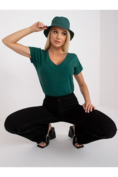 Basic Feel Good Tricou Dama Mini, Decolteu in V, BASIC FEEL GOOD, Verde Casua...