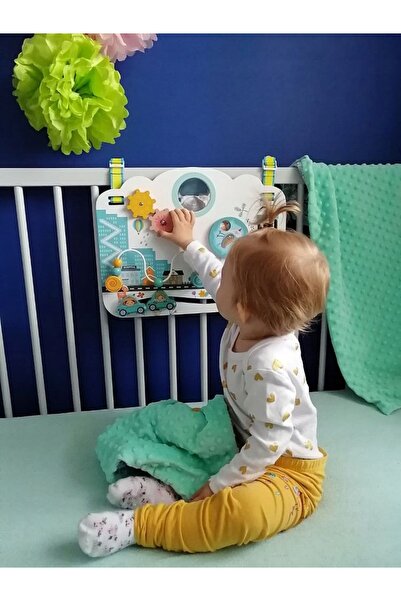 adam toys Tablă de manipulare pentru copii mici, cu mărgele, închizătoare și ...