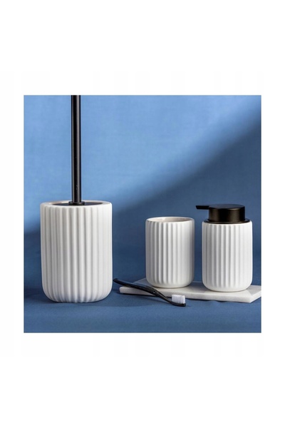 Wenko Perie de toaletă ceramică, albă și neagră, BELLUNO
