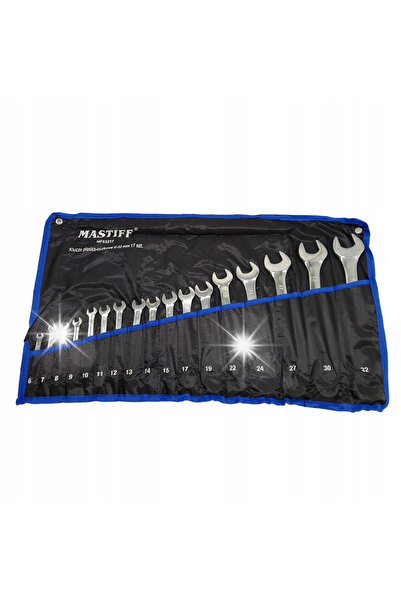 MASTIFF Set de chei plate și inelare în carcasă, 6-32 mm, 17 bucăți.