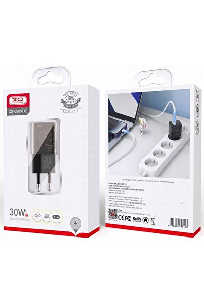 Xo Încărcător de rețea USB+USB-C+Lightning PD 30W QC3.0