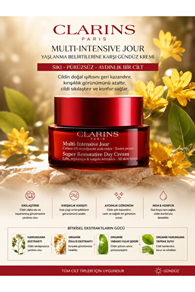 Clarins Yaşlanma ve Kırışıklık Karşıtı Sıkılaştırıcı ve Nemlendirici Multi-In...
