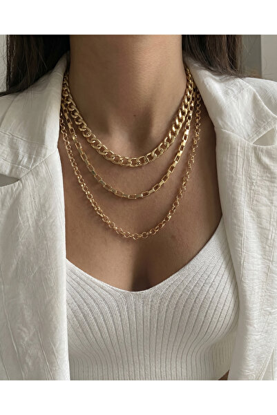 Gleemy accesories Trend 3-Piece Chain Combination Necklace – Gold