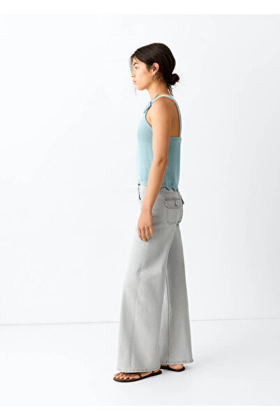 Mango Teen Düşük bel wide leg jean pantolon