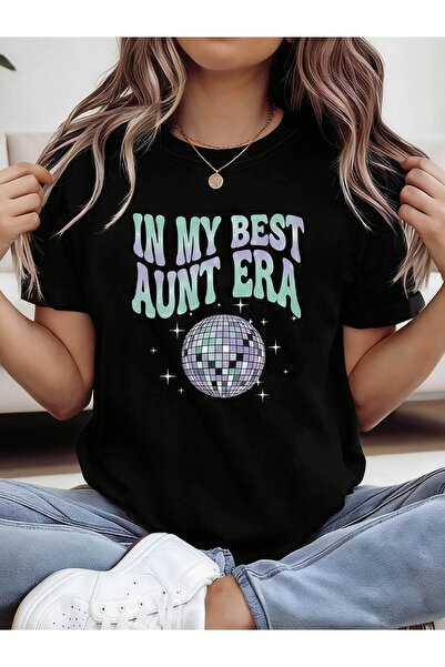 KYMC07 Women's "IN MY BEST ERA" Lettered T-Shirt Short Sleeve Crew Neck Blous...