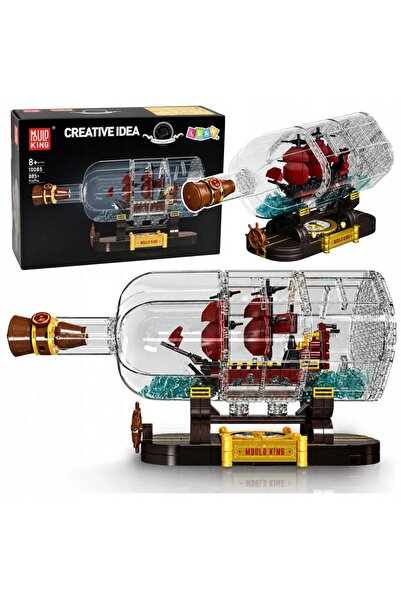 LeanToys Blocuri de construcție Navă în sticlă Velier decorativ Bronz 885 el.