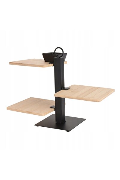 Excellent Houseware Coș/Etagere din bambus cu 3 niveluri pentru prăjituri, fr...