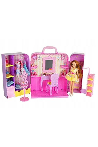 LeanToys Dulap cu lumină și oglindă, Păpușă 26 cm, Set