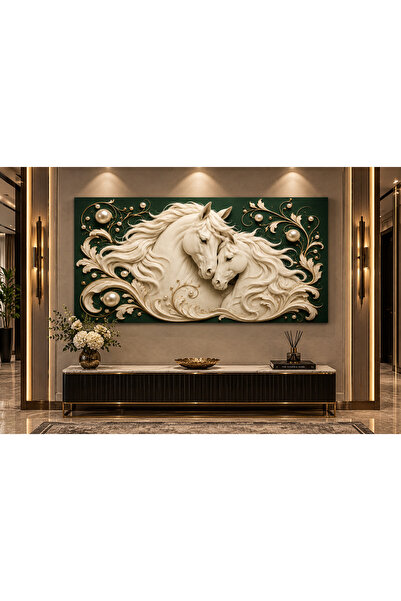 Mgi Design Tablou pe pânză Calul Alb – Pictură murală modernă fără ramă cu fu...