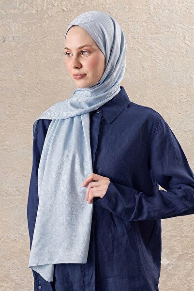 SilkTouch Baby Blue Spiral Pattern Ayrobin Jacquard Shawl