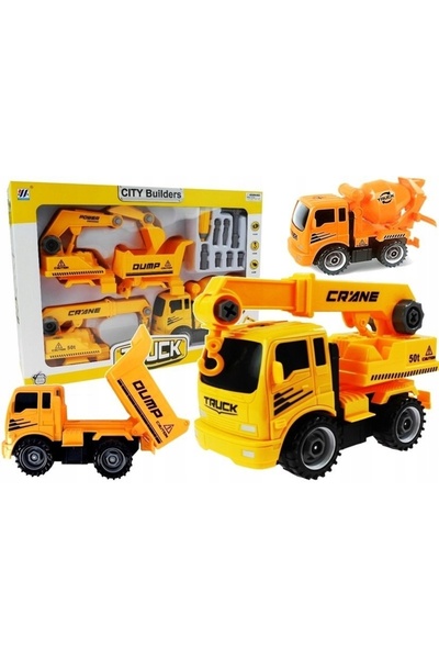 LeanToys Set de vehicule de deconstrucție: betonieră, basculantă