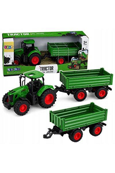 LeanToys Tractor agricol cu remorcă basculantă, roți de cauciuc, verde, 1:24