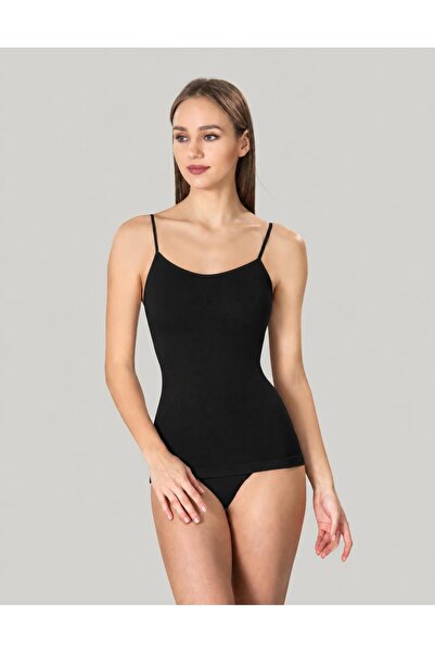 SONNORS Women's Modal Black Undershirt with Thin Straps, Seamless, Breathable...