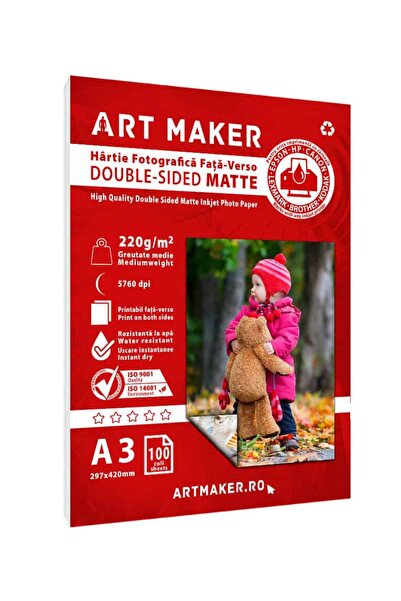 Art Maker Hartie foto fata-verso Mata, 220g/mp, A3, 100 coli