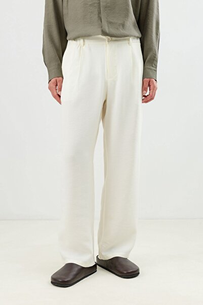 Antioch Ecru Lyocell Blended Men's Trousers