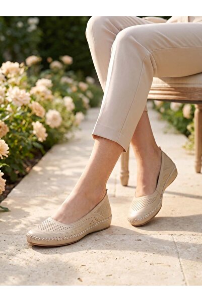Capella 056 Beige Genuine Soft Leather Anatomical Summer Women's Shoes