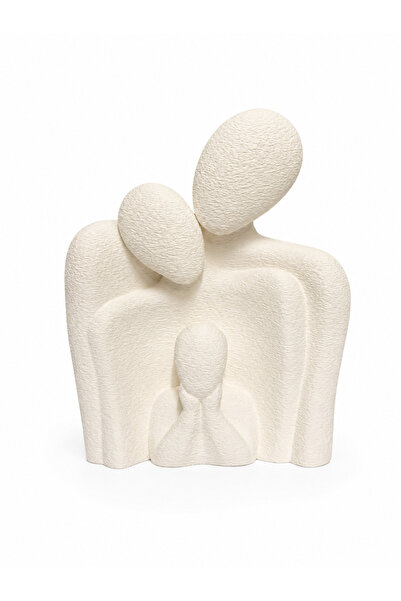 3dlink Statuetă Decorativă Familie cu Un Copil – Sculptură Abstractă Albă, De...