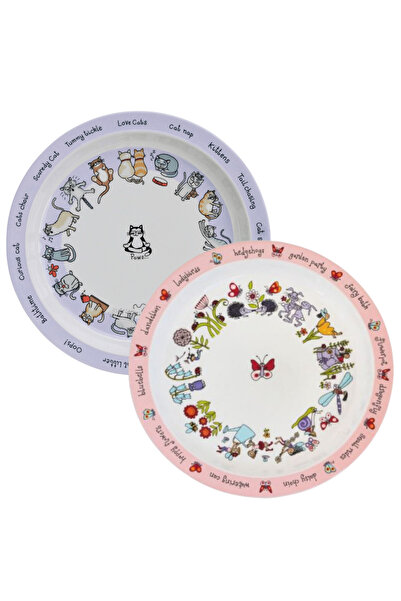 Tyrrell Katz 2-Piece Melamine Food Plate Cats-Secret Garden