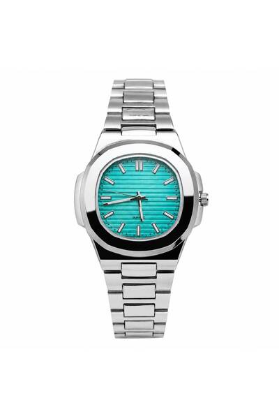 Alvin Store Erkek Çelik Kordon Turkuaz Kadran Quartz Kol Saati