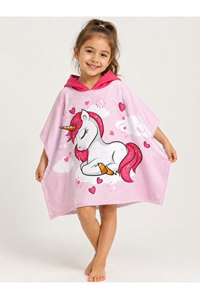 Sibel Günay Butik Poncho pentru copii cu glugă și model unicorn 61x58 cm |   ...