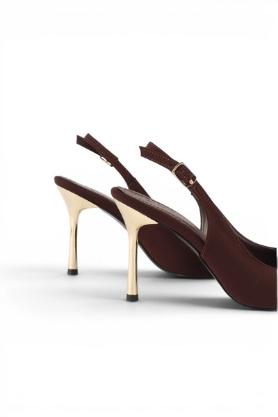 luuq shoes Lavi̇ni̇a Gold Open-Back Women's Heeled Shoes