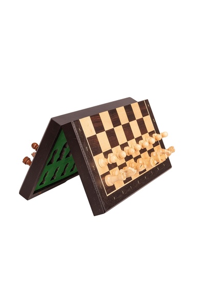 Sunrise Chess & Games Magnetic travel chess Top Bottom Set , ebonized