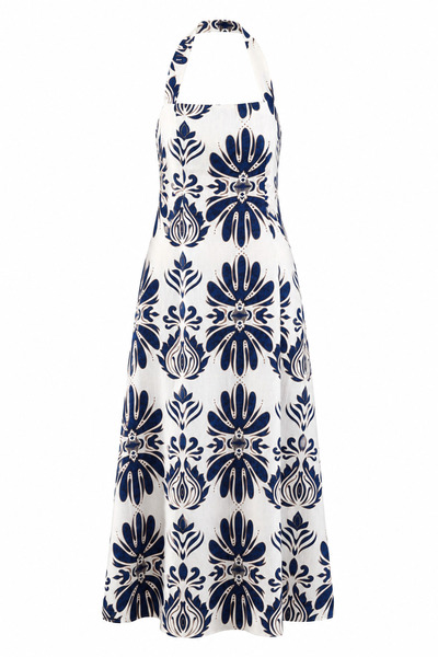 HAZELANNA Patterned Halter Collar Dress