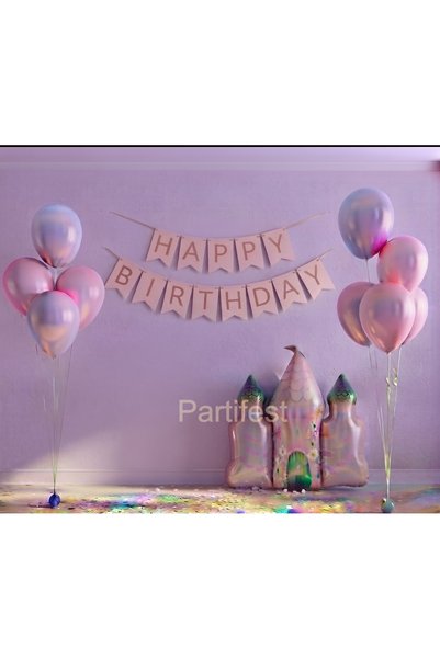 Partifest Prenses Şato Konsept Doğum Günü Seti - Pastel Renkli Balon ve Şato ...