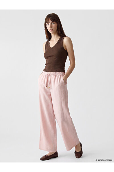 LC Waikiki Rmz Gi̇yi̇m Farkiyla Women's Wide Leg Pants with Waist Cord